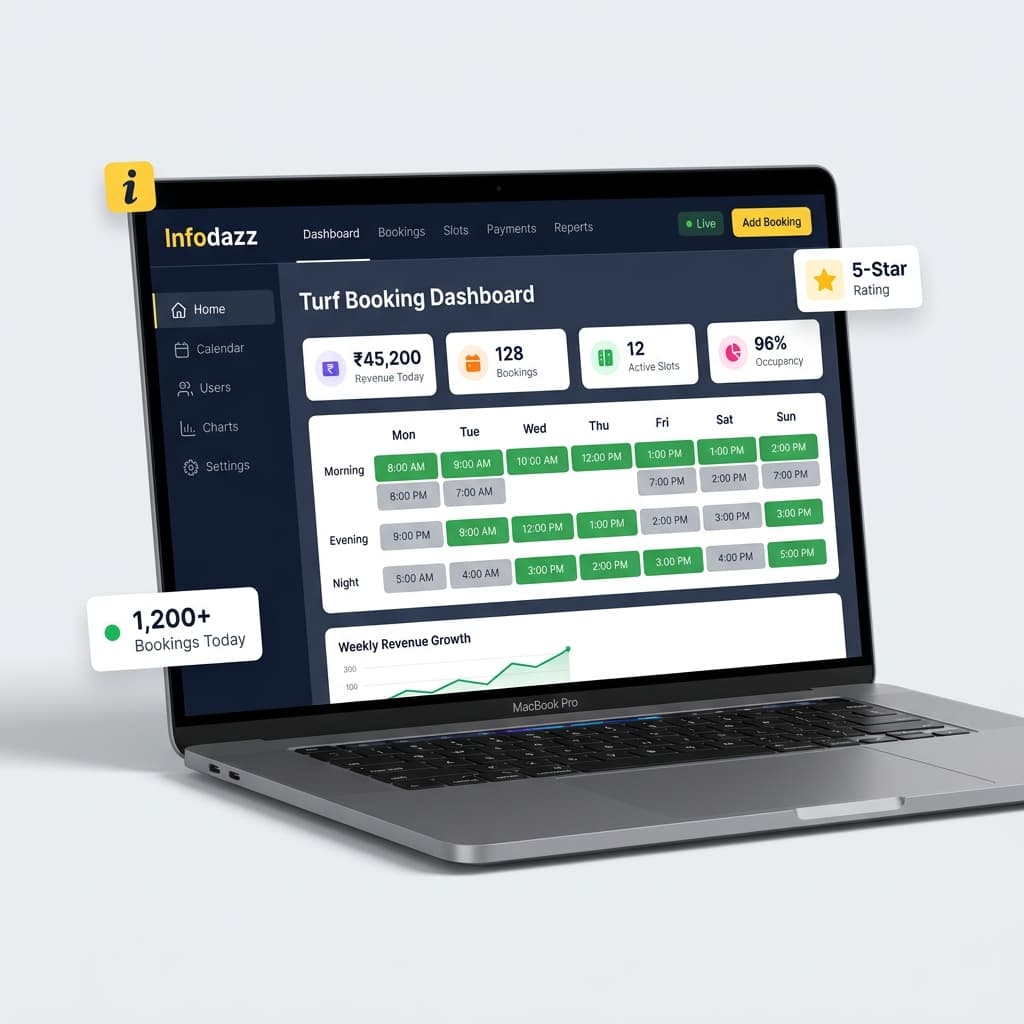 Infodazz Turf Booking Website Dashboard